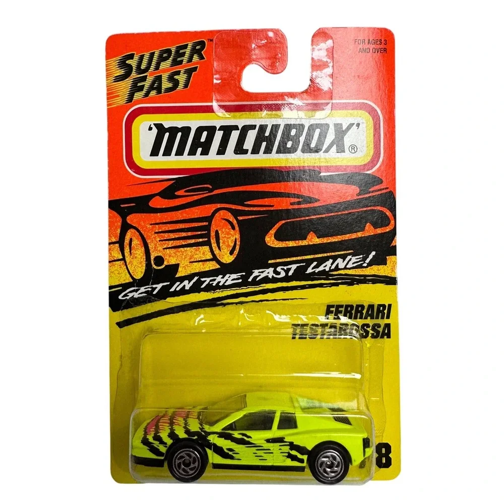 Matchbox Super Fast Ferrari Testarossa‎ #78 Neon Yellow Tiger Stripe 1995